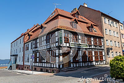 Kamien pomorski, zachodniopomorskie / Poland - June, 5, 2019: Rynek and the historic town hall in a small town in Pomerania. The Editorial Stock Photo