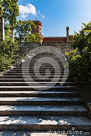 Facade of old renovated Marianna OraÅ„ska`s Palace Editorial Stock Photo