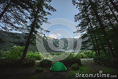 Kamikochi national park with Mount Hotaka background Stock Photo