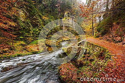 Kamnitz Gorge in Saxon switzerland national park Stock Photo