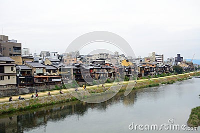 Kamo River, Kyoto, Japan Editorial Stock Photo