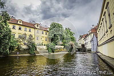 Kampa Island with Certovka River Stock Photo