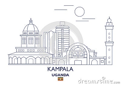 Kampala City Skyline, Uganda Vector Illustration