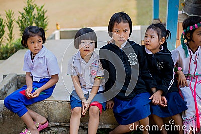 KAMPHAENGPHET, THAILAND - January 08, 2014 All ethnic group in Thailand very poor but has beautiful culture, These Children`s Editorial Stock Photo