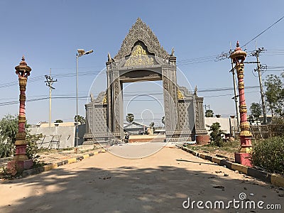 The brown gate front of Buddha Pagoda is beautiful Editorial Stock Photo