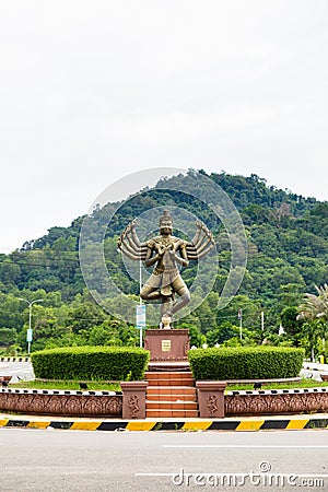 Image of Shiva God in Cambodia. Street roundabout. Editorial Stock Photo