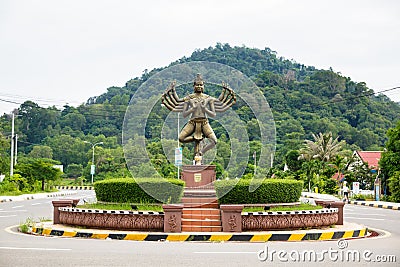 Image of Shiva God in Cambodia. Street roundabout. Editorial Stock Photo