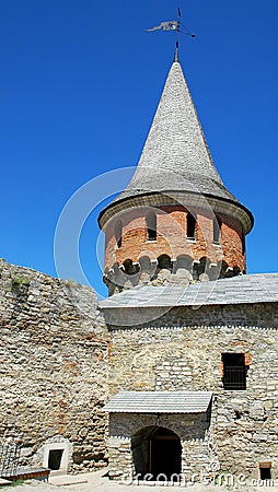 Kamyanets Podilskyi, Ukraine: The Castle - detail of a defensive tower Stock Photo