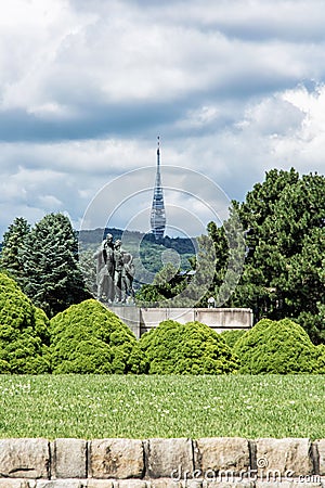 Kamzik tv tower from memorial monument Slavin, Bratislava, Slovakia Stock Photo