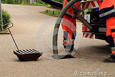 Sewer Inspection and cleaning Stock Photo