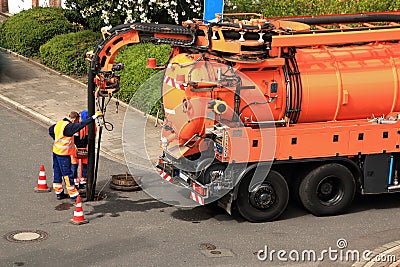 Sewer Inspection and cleaning Editorial Stock Photo