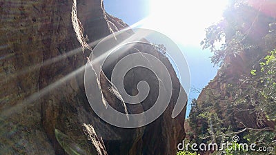 Kanarra Creek Canyon with Sunbeam Stock Photo