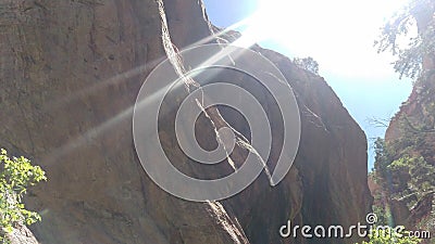 Kanarra Creek Canyon with Sunbeam Stock Photo