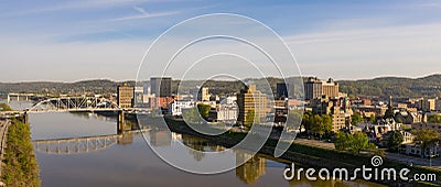 Looking Down the River in Front of Charleston West Virginia Stock Photo