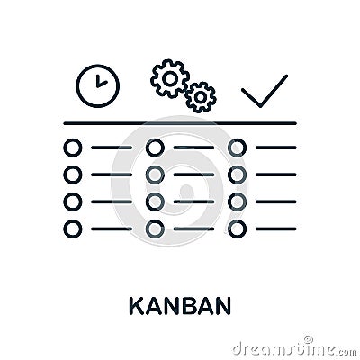 Kanban icon. Line element from project development collection. Linear Kanban icon sign for web design, infographics and Vector Illustration