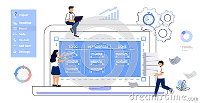 Kanban software development outline concept Agile visual project management method Vector Illustration