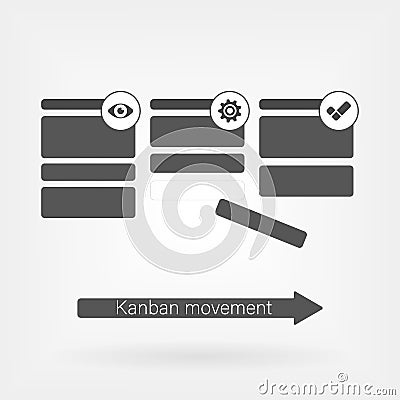 Kanban vector illustration. Lean manufacturing tool icon. movement of work concept Vector Illustration