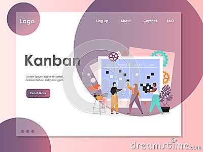 Kanban vector website landing page design template Vector Illustration