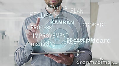 Kanban, доска, концепция, управляя, облако слова развития сделанное как hologram используемый на планшете бородатым также использ акции видеоматериалы Kanban, доска, концепция, управляя, облако слова развития сделанное как hologram используемый на планшете бородатым также использ акции видеоматериалы