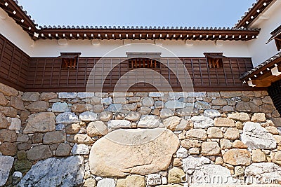 Kanbe-ishi stone in the wall of Imabari Castle, Japan Stock Photo