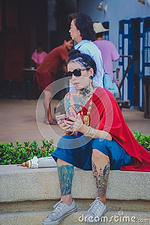 KANCHANABURI THAILAND - DECEMBER 10 : Unidentified tourist wait Editorial Stock Photo