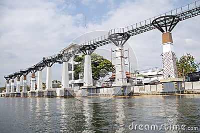 Skywalk structure on the glass skywalk bridge at Kanchanaburi, Thailand Editorial Stock Photo