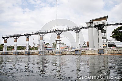 Skywalk structure on the glass skywalk bridge at Kanchanaburi, Thailand Editorial Stock Photo