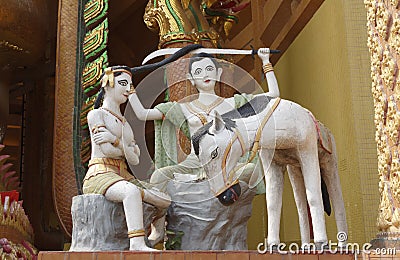 Temple of the cave of the tiger Wat Tham Khao Noi.Statue Editorial Stock Photo