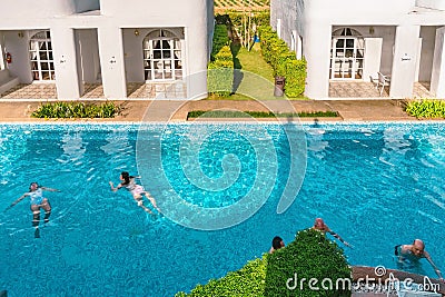 KANCHANABURI-THAILAND,JUNE 30,2023 : Beautiful exterior view of modern resort in loft style or decoration of cozy lodge in modern Editorial Stock Photo