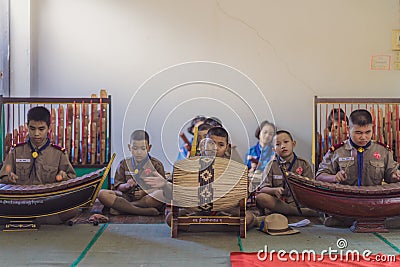 KANCHANABURI THAILAND - JUNE 13 : Unidentified Boy scouts and R Editorial Stock Photo