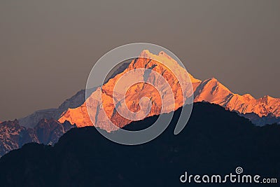 Kanchenjunga peak in early morning light Stock Photo