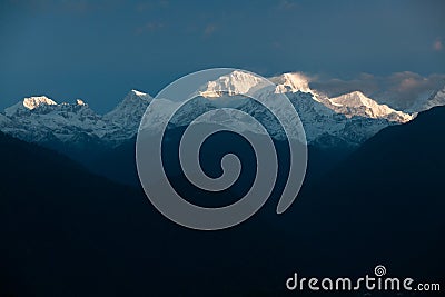 Kanchenjunga peak in Himalayan mountains Stock Photo