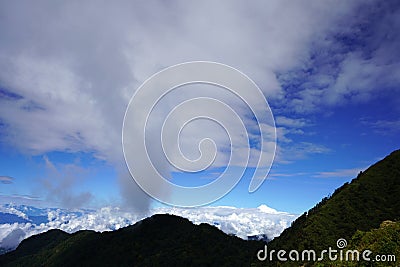 Kanchenjunga Peak Shown after cloudy Weather Stock Photo