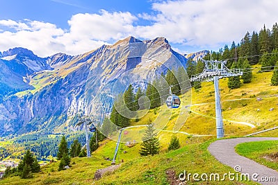 Kandersteg cable car to Oeschinensee, Switzerland Editorial Stock Photo