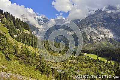 Kandersteg mountains area with Oeschinensee. Berner Oberland. Switzerland Stock Photo
