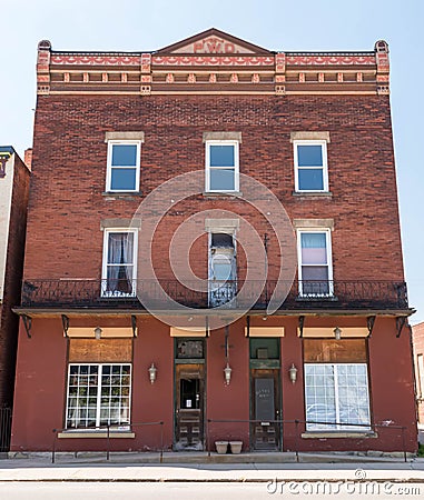 Kane, Pennsylvania, USA May 9, 2023 An old, three story building on North Fraley Street Editorial Stock Photo