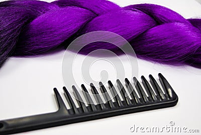 Kanekalon. Colored artificial hair strands. Synthetic hair materials for weaving African braids zizi. Hair concept Stock Photo