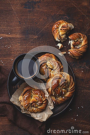 Kanelbullar, swedish cinnamon and cardamon buns Stock Photo