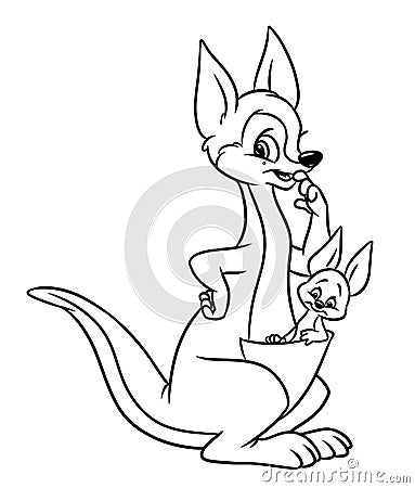 Kangaroo animal coloring pages cartoon Cartoon Illustration