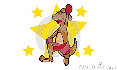 Kangaroo Boxing Vector Illustration