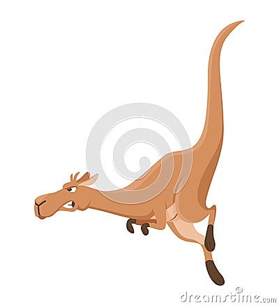 Kangaroo character posing. Adult kangaroo with pouch jumping. Vector flat cartoon animal of australian fauna and Vector Illustration