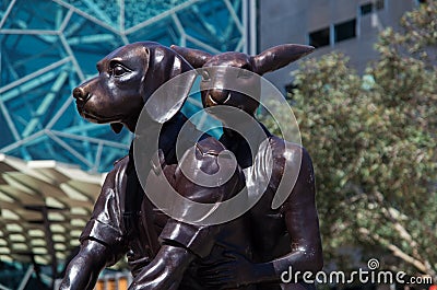 Kangaroo and dog sculpture Editorial Stock Photo