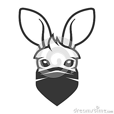 Kangaroo Head with Anti Smoke Mask Icon. Logo on White Background. Vector Vector Illustration