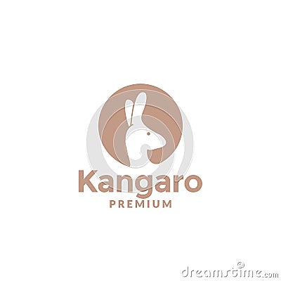 Kangaroo head on circle silhouette for animal in Australia logo design Vector Illustration