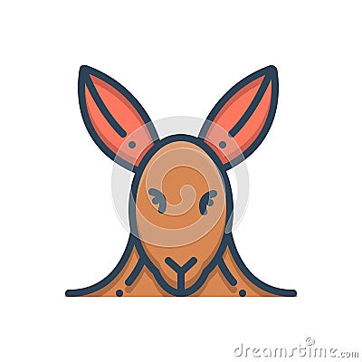 Color illustration icon for Kangaroo, animal and face Cartoon Illustration