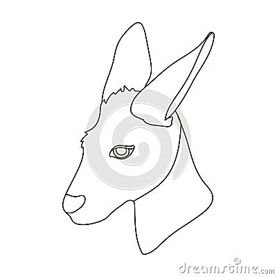 Kangaroo icon in outline style on white background. Realistic animals symbol stock vector illustration. Vector Illustration