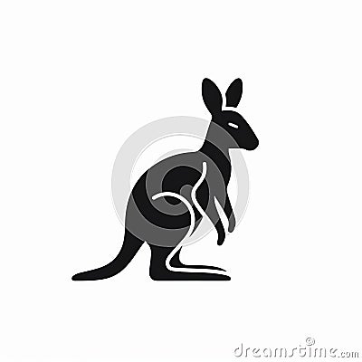 Kangaroo Vector Icon - Minimalistic Black Outline Design Stock Photo