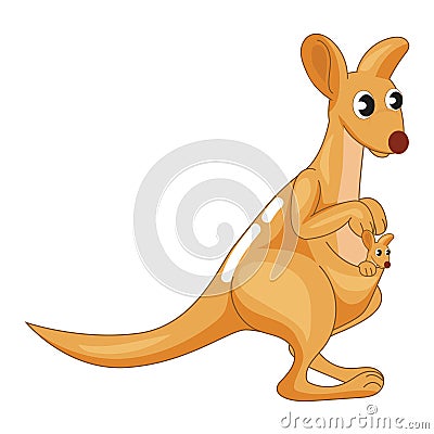 Kangaroo Mom with Baby Vector Illustration