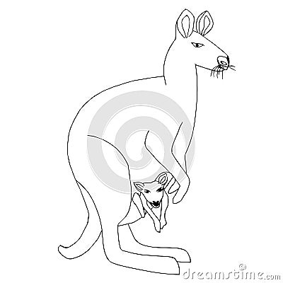 Kangaroo monochrome sketch. Cartoons hand drawn australian animal graphic object isolated design Vector Illustration