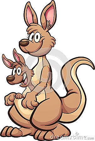 Kangaroo mother with baby Vector Illustration